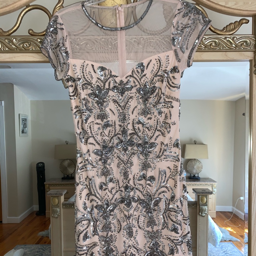 Blush/cream beaded dress! Wore once !!